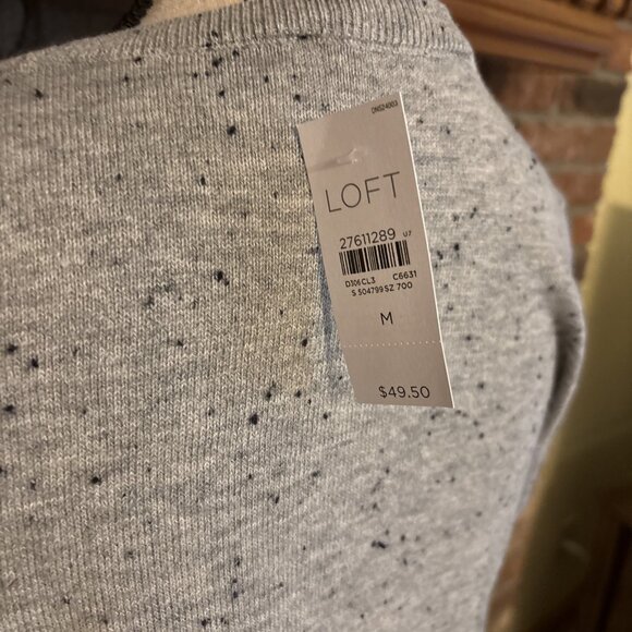 Loft Gray Speckled Long Sleeve Sweater Size Medium NWT - Picture 5 of 9